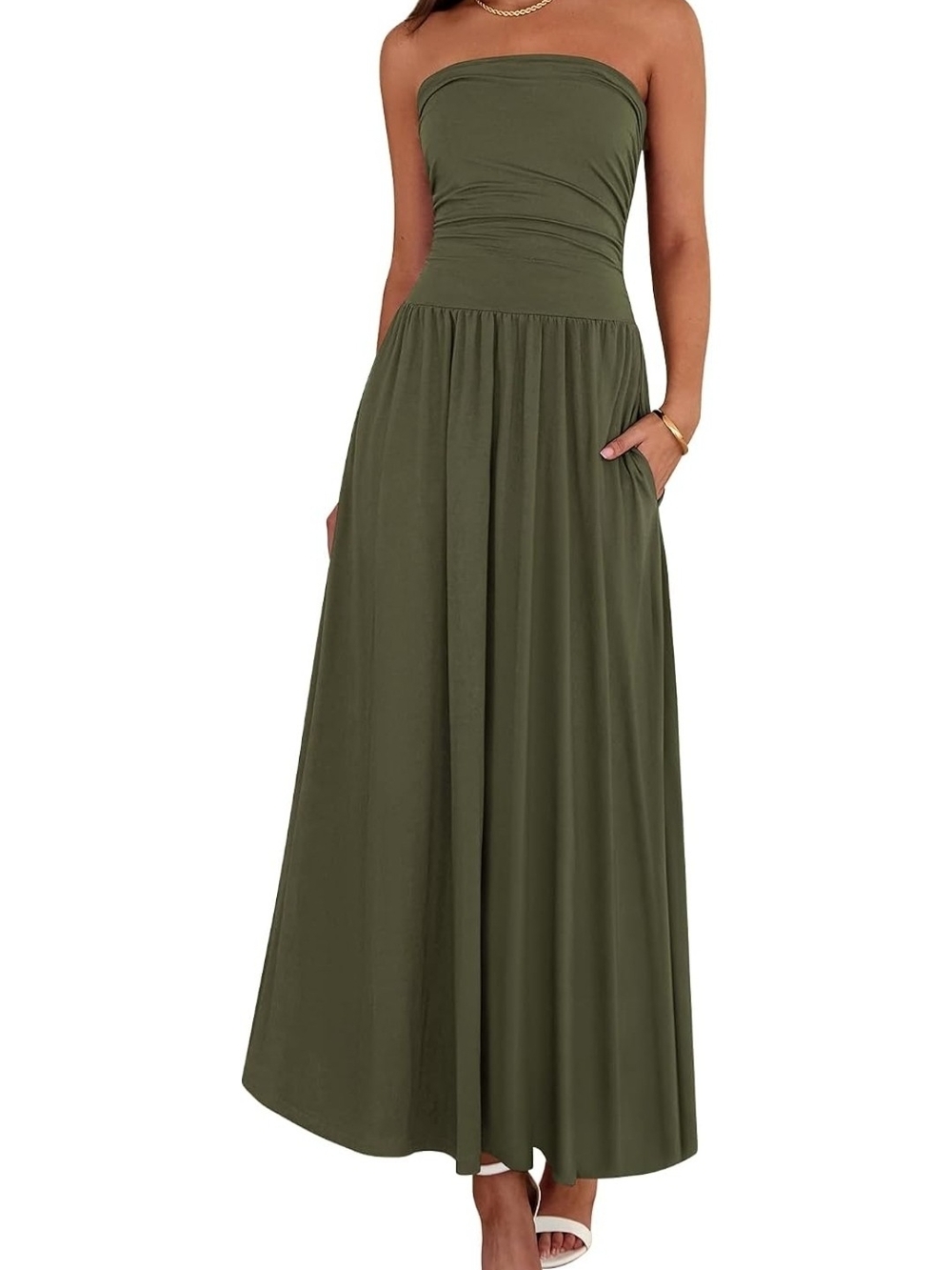 BTFBM Summer Maxi Dresses for Women Strapless Tube Top Dress